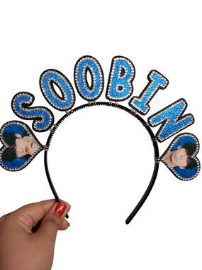 Soobin TXT Headband KPOP Boy Group Name Rhinestone Hair Banner Concert NEW